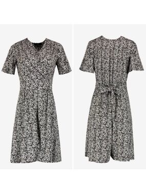 Weekend MaxMara Brianza Black White All Over Print Wrap Romper Jumpsuit Size XS